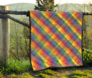 Rainbow LGBT Plaid Pattern Print Quilt