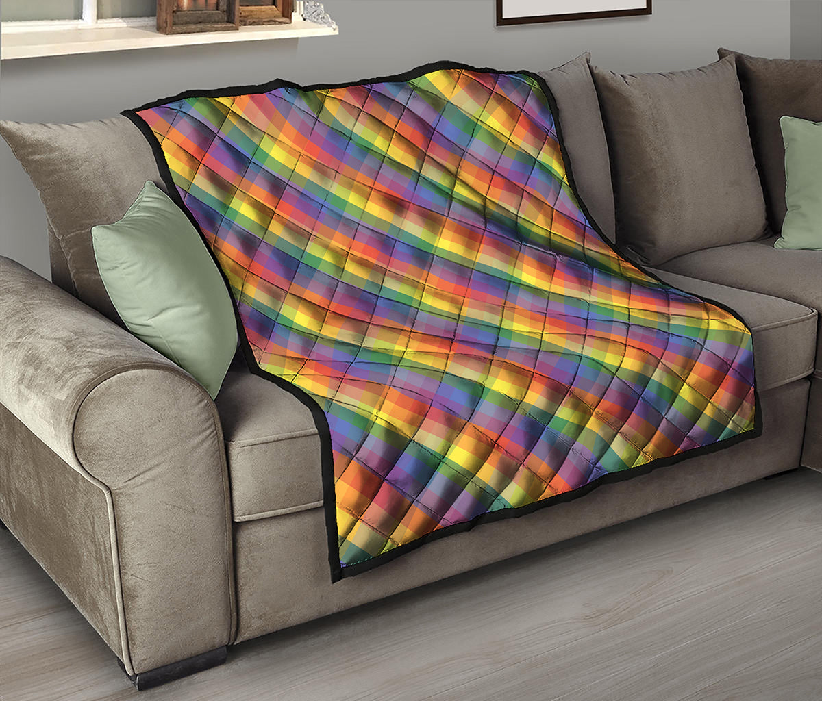 Rainbow LGBT Plaid Pattern Print Quilt