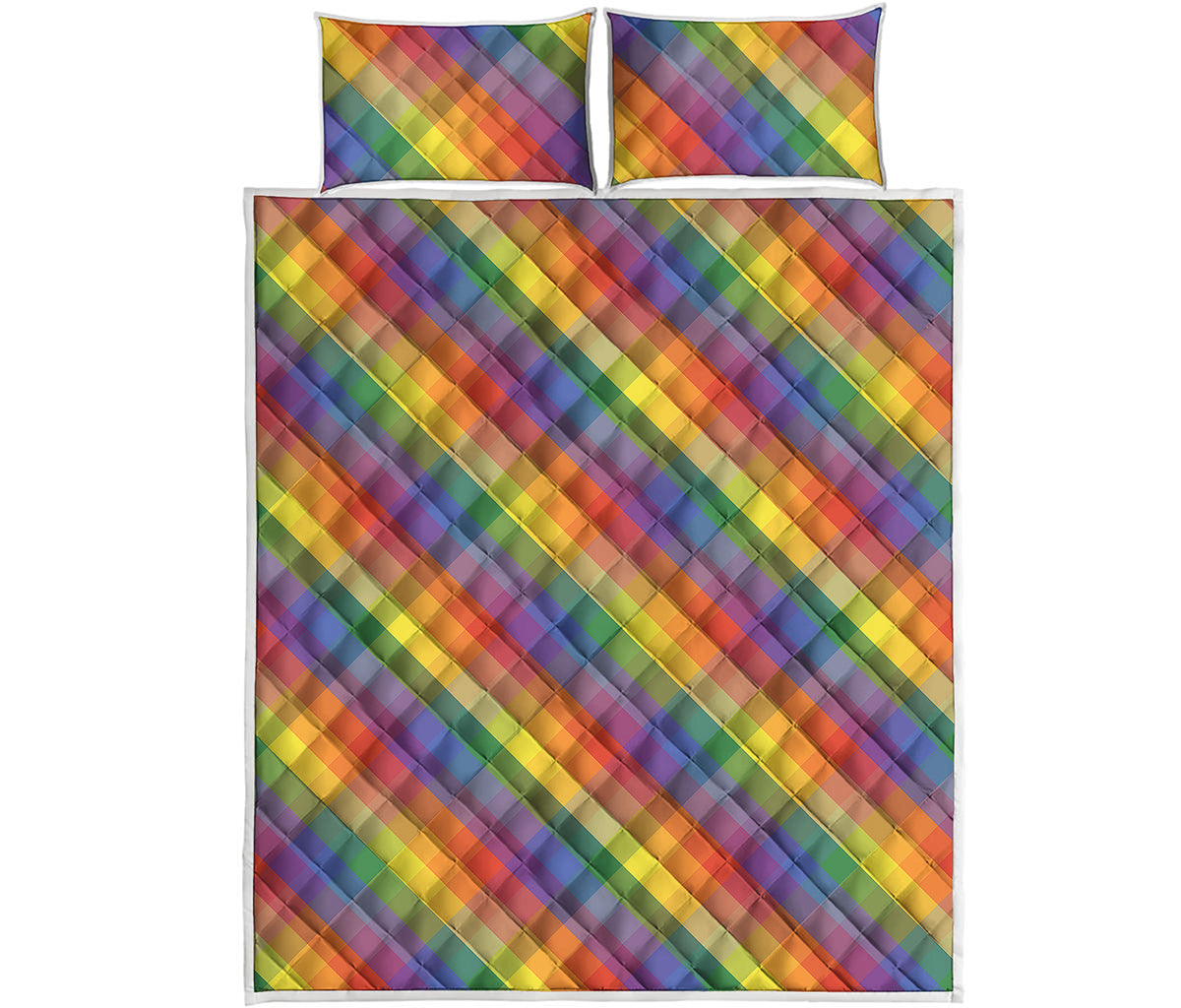 Rainbow LGBT Plaid Pattern Print Quilt Bed Set