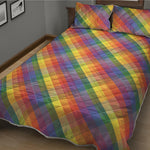 Rainbow LGBT Plaid Pattern Print Quilt Bed Set