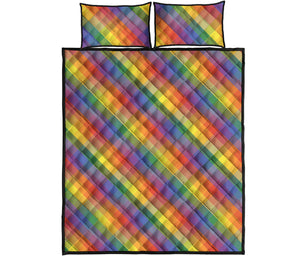 Rainbow LGBT Plaid Pattern Print Quilt Bed Set