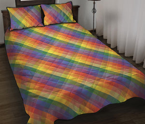 Rainbow LGBT Plaid Pattern Print Quilt Bed Set