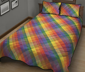 Rainbow LGBT Plaid Pattern Print Quilt Bed Set
