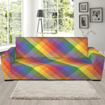 Rainbow LGBT Plaid Pattern Print Sofa Slipcover