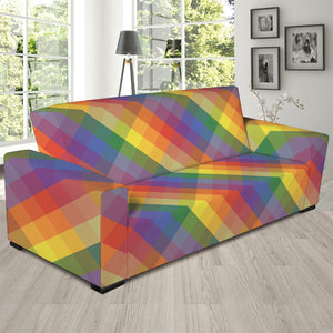 Rainbow LGBT Plaid Pattern Print Sofa Slipcover