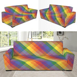 Rainbow LGBT Plaid Pattern Print Sofa Slipcover