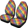 Rainbow LGBT Plaid Pattern Print Universal Fit Car Seat Covers
