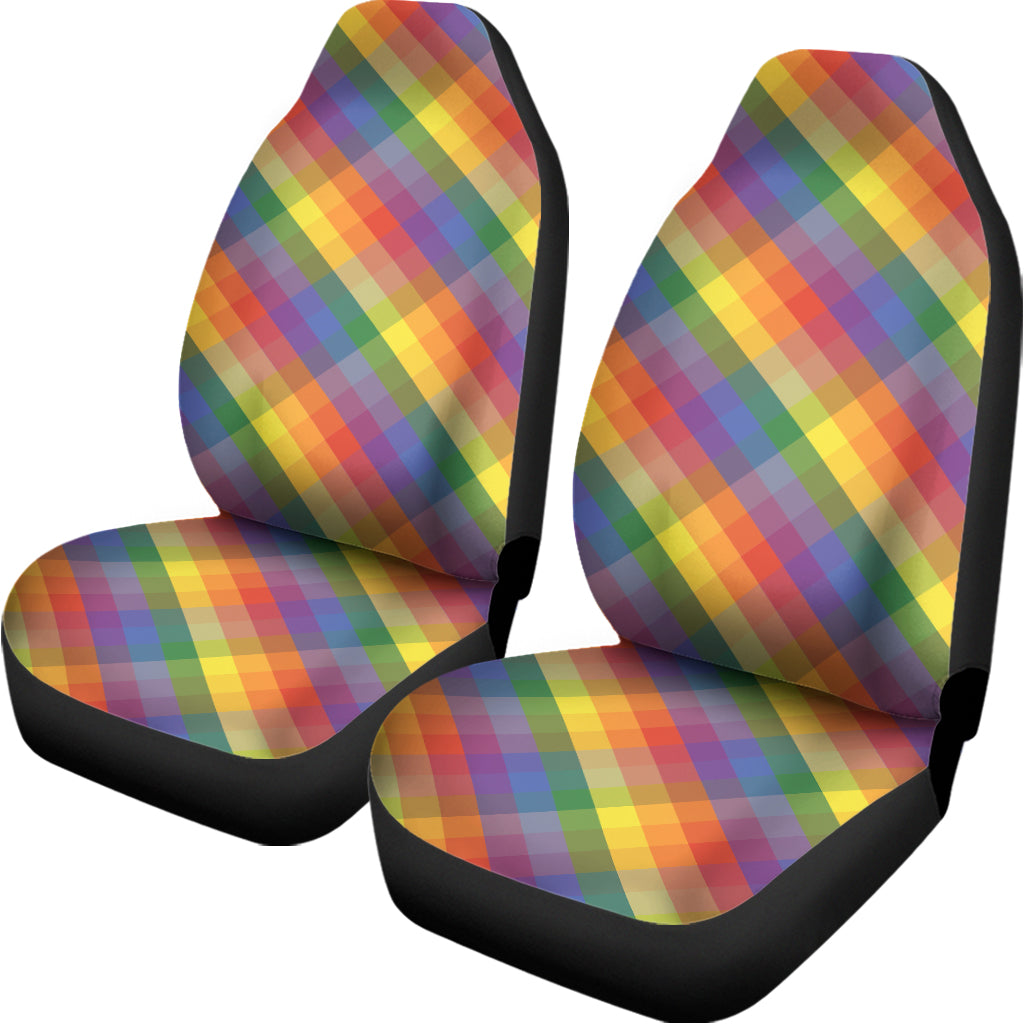 Rainbow LGBT Plaid Pattern Print Universal Fit Car Seat Covers