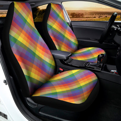 Rainbow LGBT Plaid Pattern Print Universal Fit Car Seat Covers