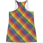 Rainbow LGBT Plaid Pattern Print Women's Racerback Tank Top