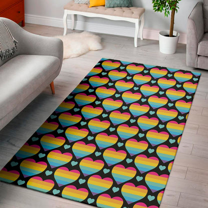 Rainbow LGBT Pride Heart Pattern Print Area Rug