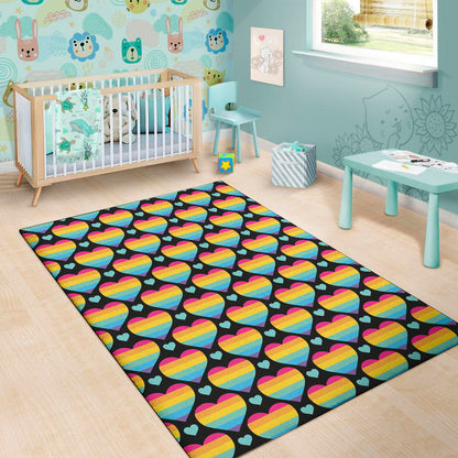 Rainbow LGBT Pride Heart Pattern Print Area Rug