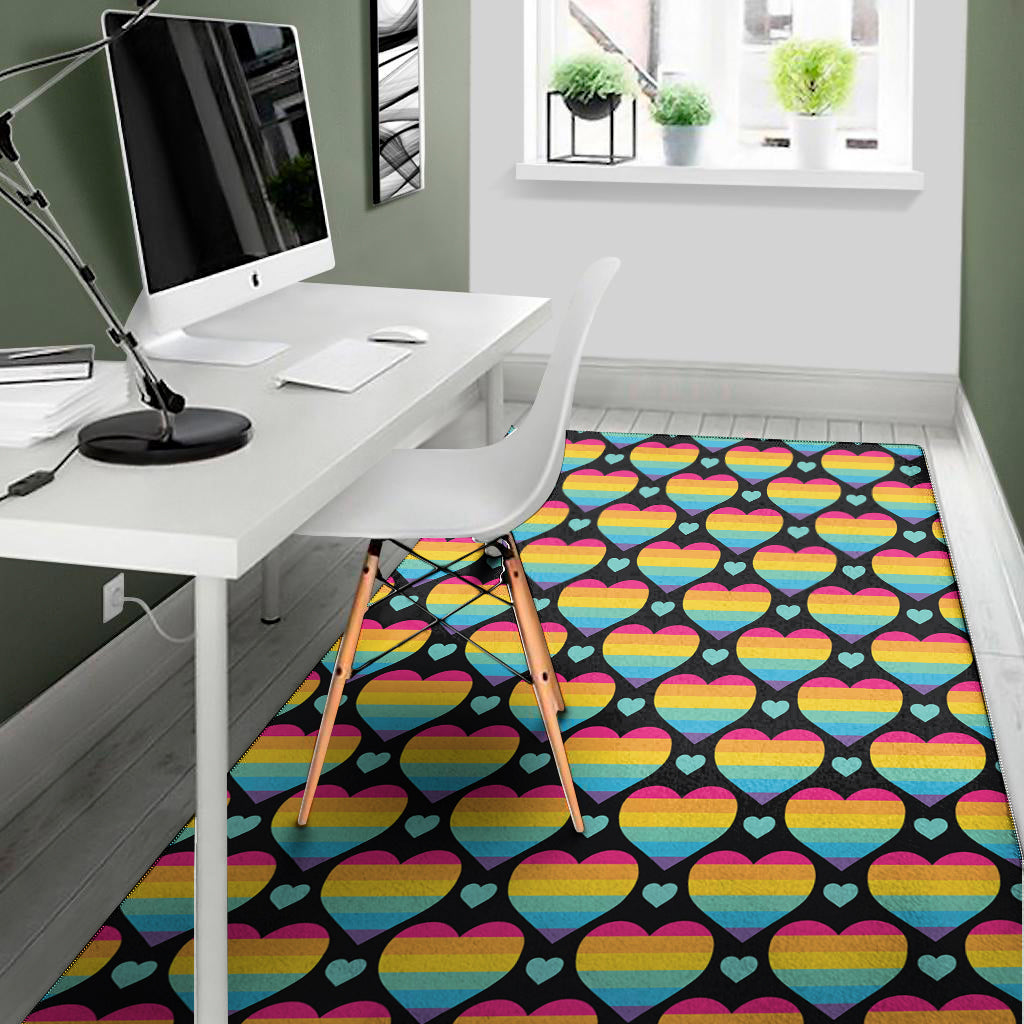 Rainbow LGBT Pride Heart Pattern Print Area Rug