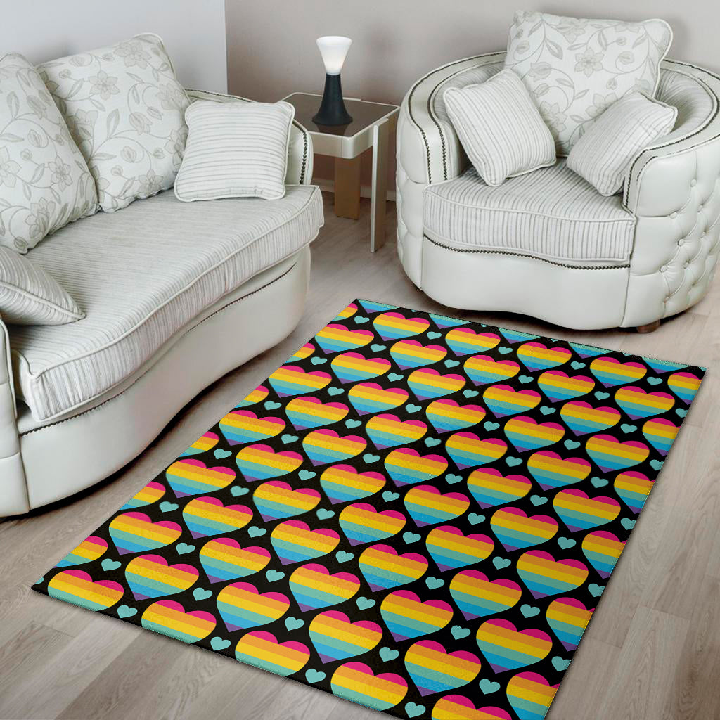 Rainbow LGBT Pride Heart Pattern Print Area Rug