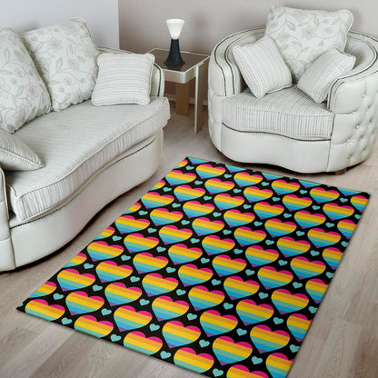 Rainbow LGBT Pride Heart Pattern Print Area Rug