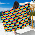 Rainbow LGBT Pride Heart Pattern Print Beach Sarong Wrap
