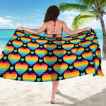 Rainbow LGBT Pride Heart Pattern Print Beach Sarong Wrap