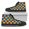 Rainbow LGBT Pride Heart Pattern Print Black High Top Shoes