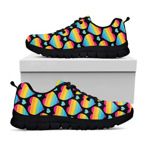 Rainbow LGBT Pride Heart Pattern Print Black Sneakers