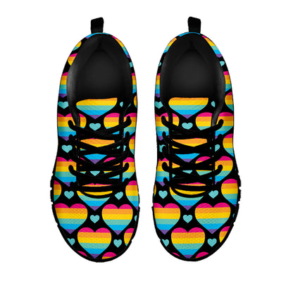 Rainbow LGBT Pride Heart Pattern Print Black Sneakers