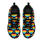 Rainbow LGBT Pride Heart Pattern Print Black Sneakers