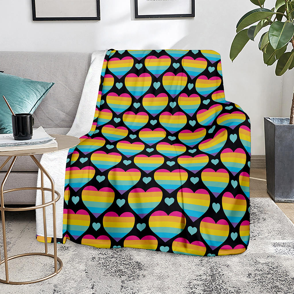 Rainbow LGBT Pride Heart Pattern Print Blanket