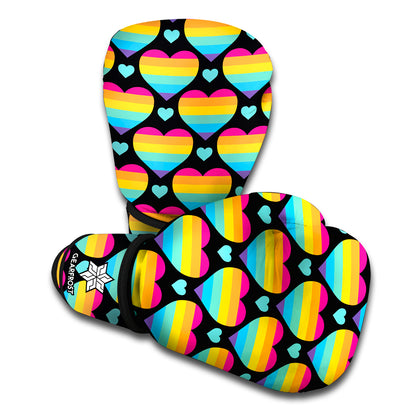 Rainbow LGBT Pride Heart Pattern Print Boxing Gloves