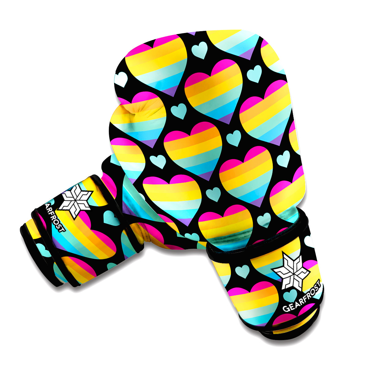 Rainbow LGBT Pride Heart Pattern Print Boxing Gloves