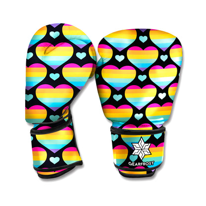 Rainbow LGBT Pride Heart Pattern Print Boxing Gloves