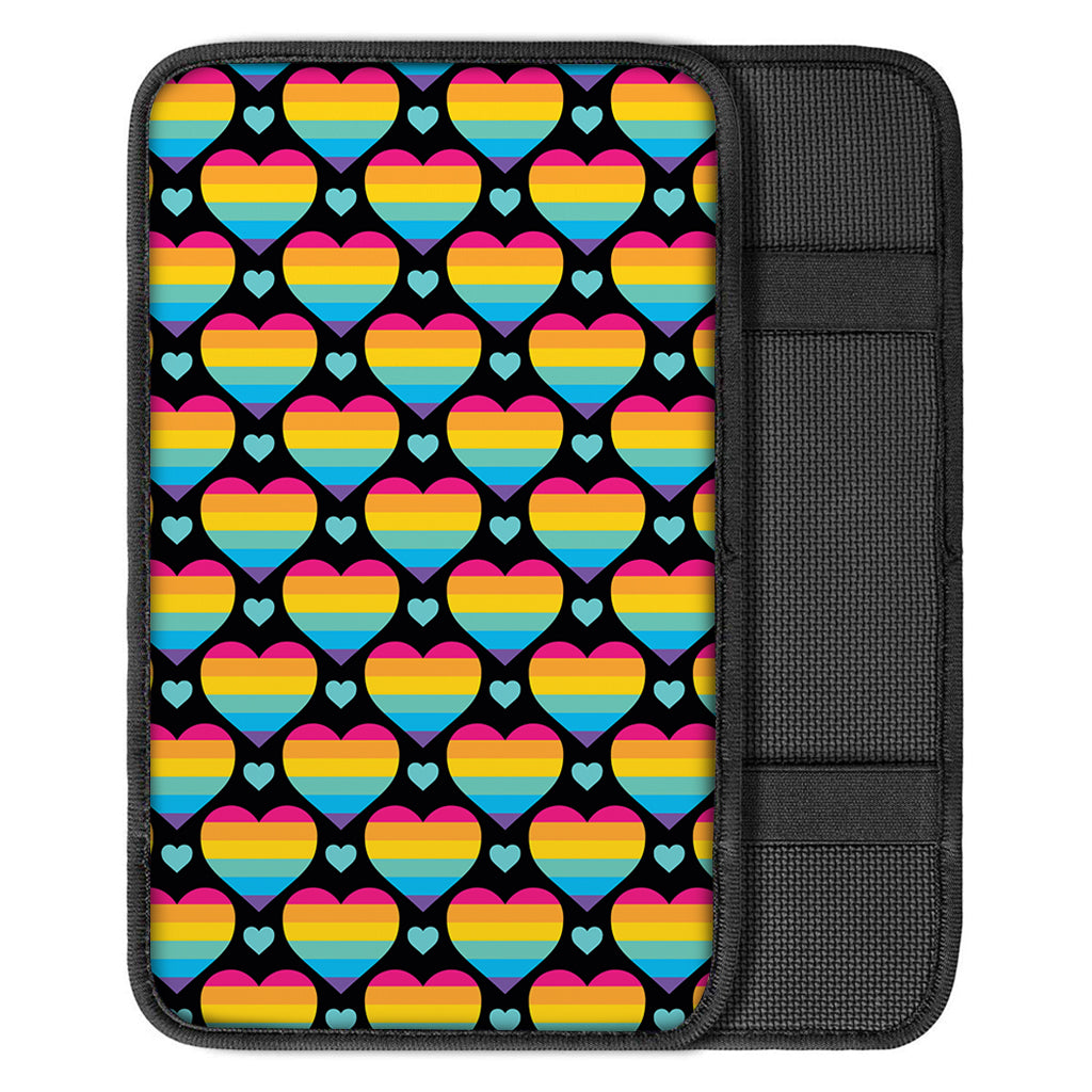 Rainbow LGBT Pride Heart Pattern Print Car Center Console Cover