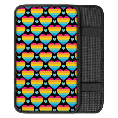 Rainbow LGBT Pride Heart Pattern Print Car Center Console Cover
