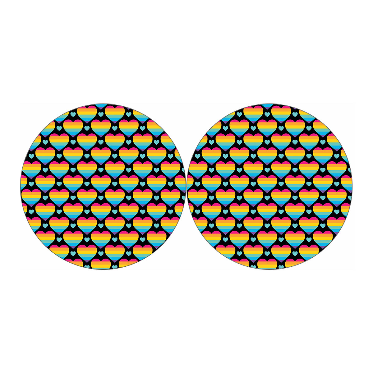 Rainbow LGBT Pride Heart Pattern Print Car Coasters