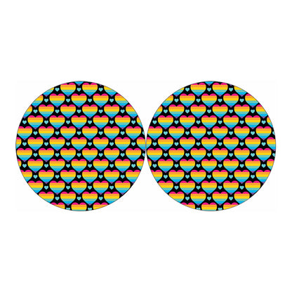 Rainbow LGBT Pride Heart Pattern Print Car Coasters