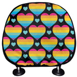Rainbow LGBT Pride Heart Pattern Print Car Headrest Covers
