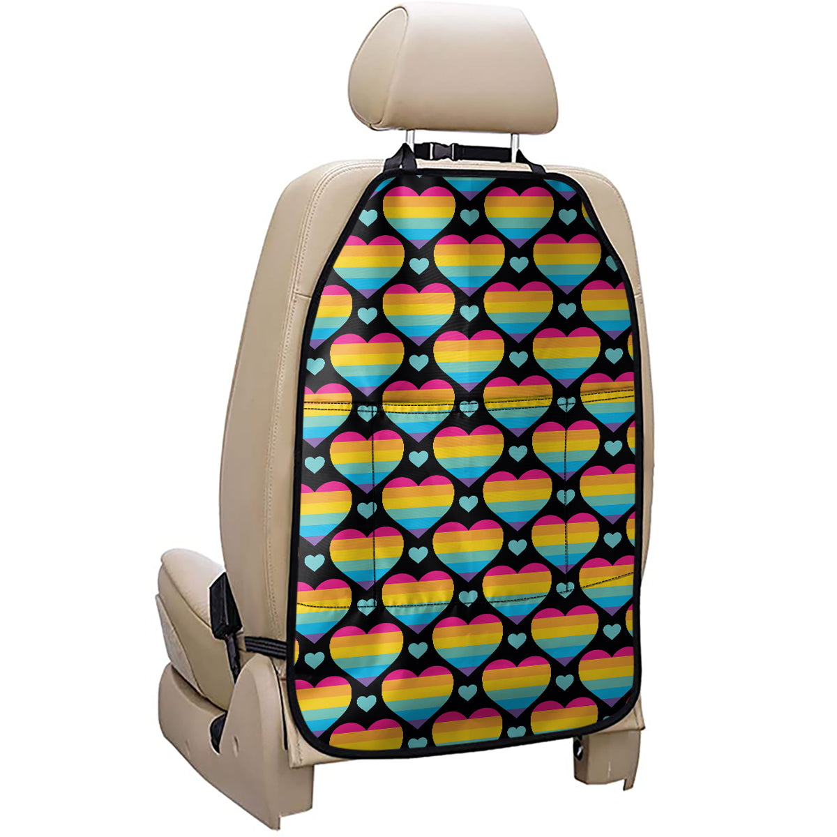 Rainbow LGBT Pride Heart Pattern Print Car Seat Organizers