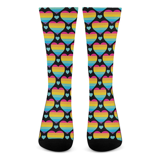 Rainbow LGBT Pride Heart Pattern Print Crew Socks