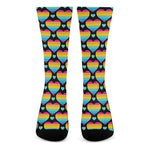 Rainbow LGBT Pride Heart Pattern Print Crew Socks