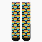 Rainbow LGBT Pride Heart Pattern Print Crew Socks