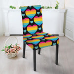 Rainbow LGBT Pride Heart Pattern Print Dining Chair Slipcover
