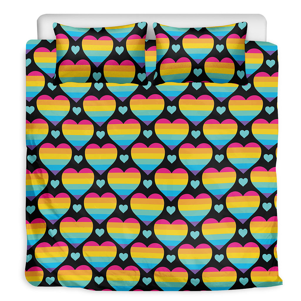 Rainbow LGBT Pride Heart Pattern Print Duvet Cover Bedding Set