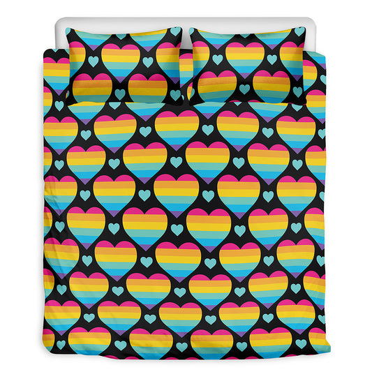 Rainbow LGBT Pride Heart Pattern Print Duvet Cover Bedding Set