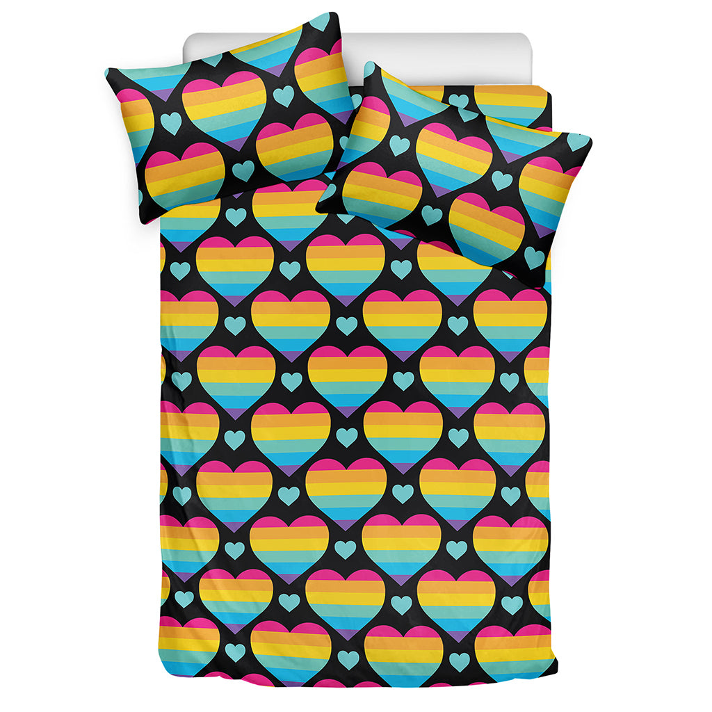 Rainbow LGBT Pride Heart Pattern Print Duvet Cover Bedding Set