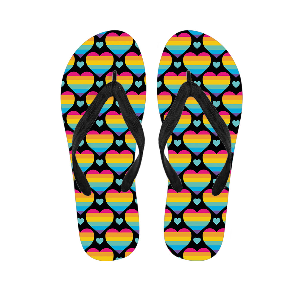 Rainbow LGBT Pride Heart Pattern Print Flip Flops