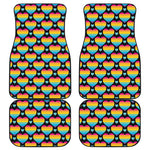 Rainbow LGBT Pride Heart Pattern Print Front and Back Car Floor Mats