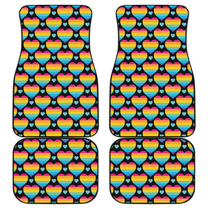 Rainbow LGBT Pride Heart Pattern Print Front and Back Car Floor Mats