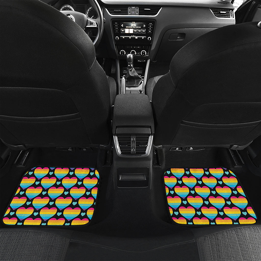 Rainbow LGBT Pride Heart Pattern Print Front and Back Car Floor Mats