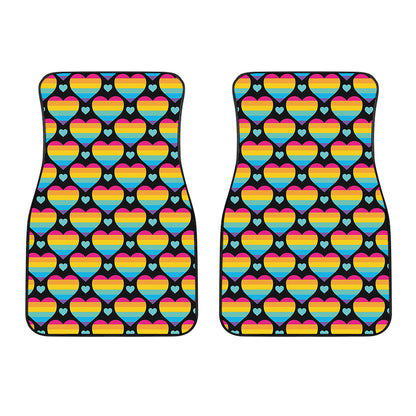 Rainbow LGBT Pride Heart Pattern Print Front Car Floor Mats