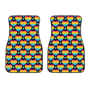 Rainbow LGBT Pride Heart Pattern Print Front Car Floor Mats