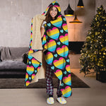 Rainbow LGBT Pride Heart Pattern Print Hooded Blanket