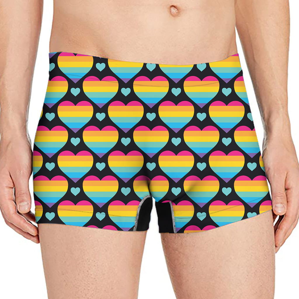 Rainbow LGBT Pride Heart Pattern Print Men's Boxer Briefs